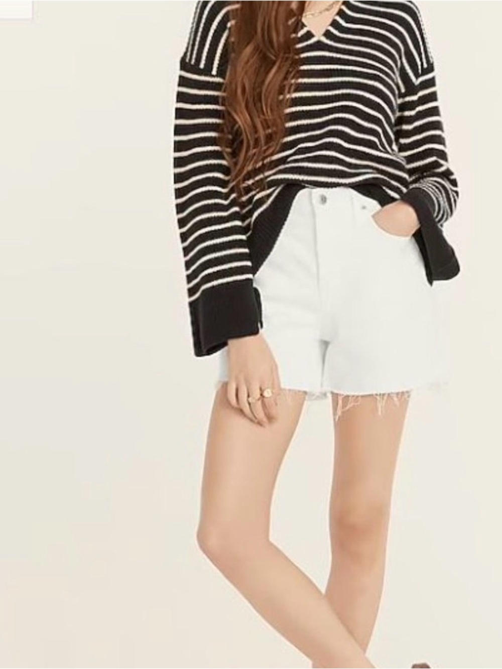 J. Crew High-Rise Re-Imagined Denim Short in White.